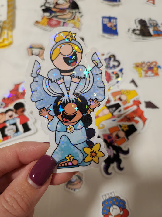 Sticker - Holographic Cosplay Cinders and Jaz