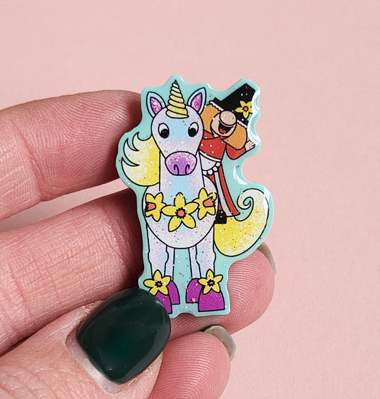 Unicorn Rider - Recycled pin